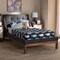 Baxton Studio Louvain Grey Upholstered Walnut-Finished Twin Sized Platform Bed 146-8153 - alternate 8